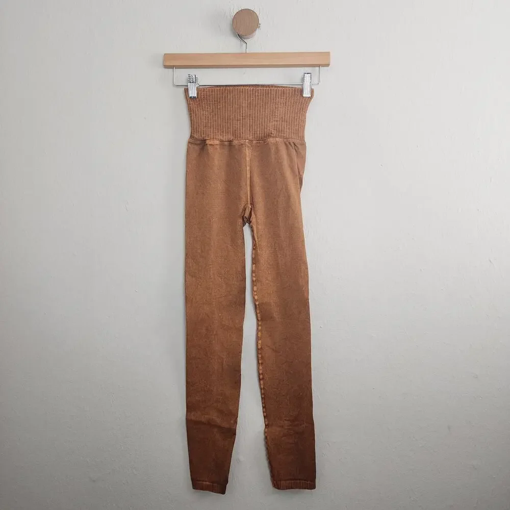 Free People Movement Good Karma Leggings Toasted Coconut Orange XS/S High Rise
